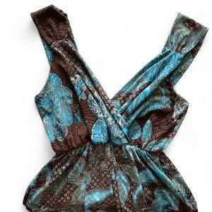 Vintage New Directions Brown and Blue Patterned Dress